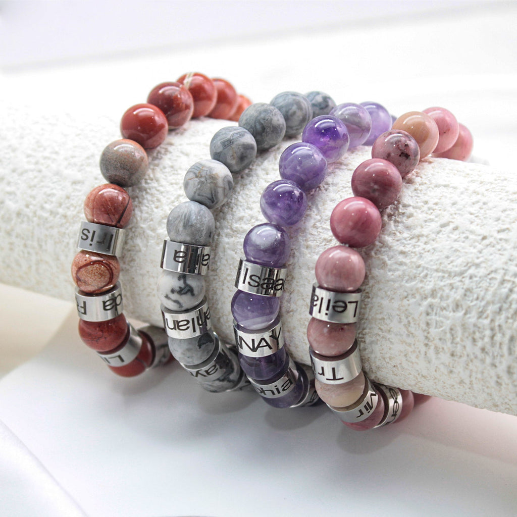 Custom Name Cross-Shaped Gemstone Bracelet 20cm - Daily Wear & Keepsake Gift