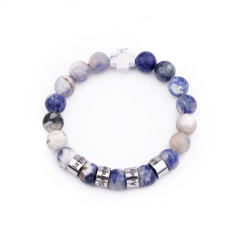 Custom Name Cross-Shaped Gemstone Bracelet 20cm - Daily Wear & Keepsake Gift