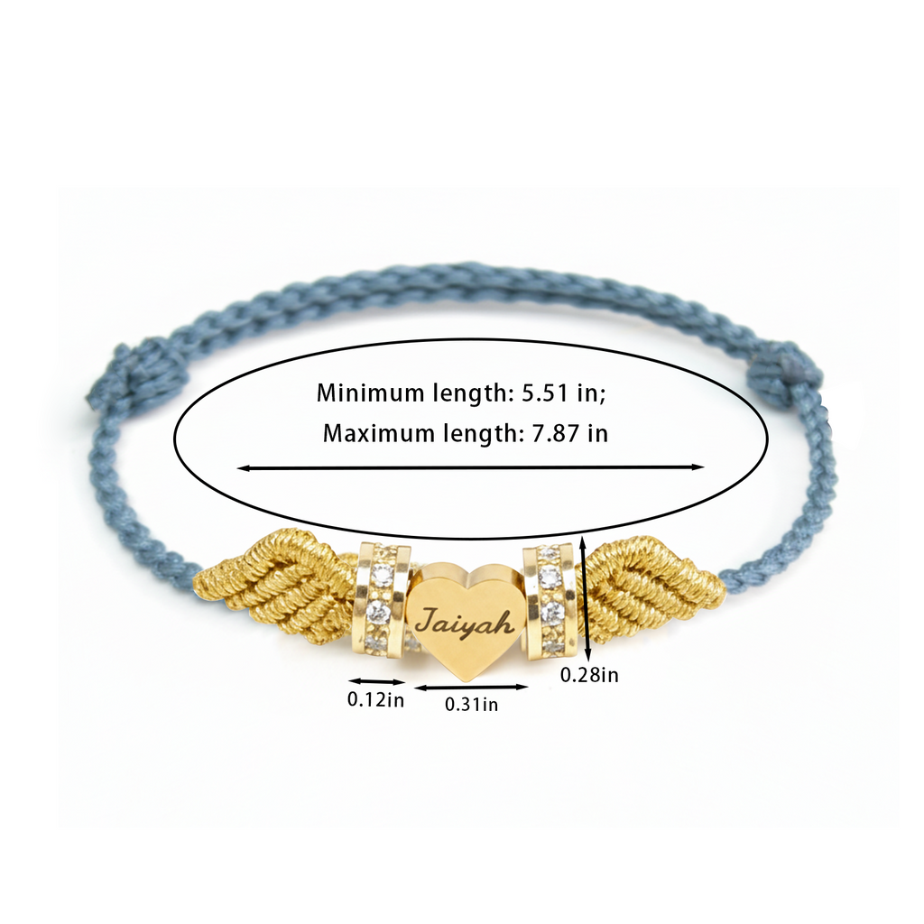 Personalized Angel Wing Parent-Child Bracelet – Custom Handwoven Birth Keepsake