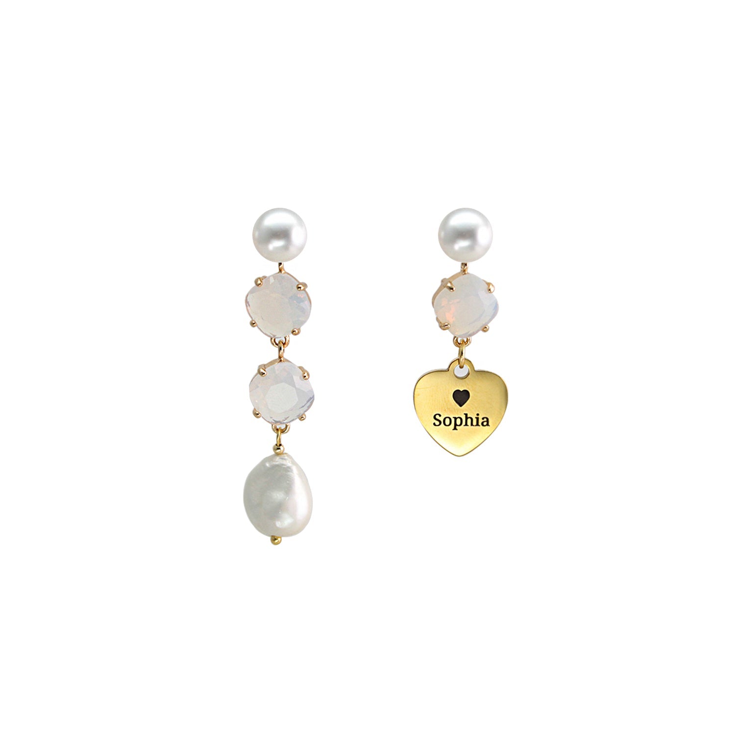 Personalized Baroque Pearl Drop Earrings – Custom Name Titanium Steel Disc Earrings for Women | Long Lightweight Statement Jewelry