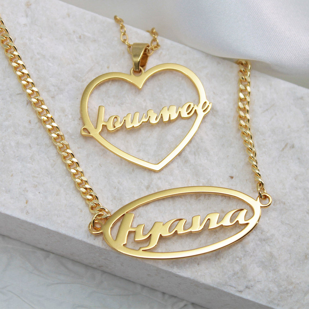 Personalized Heart Name Necklace – Custom Birthday Gift