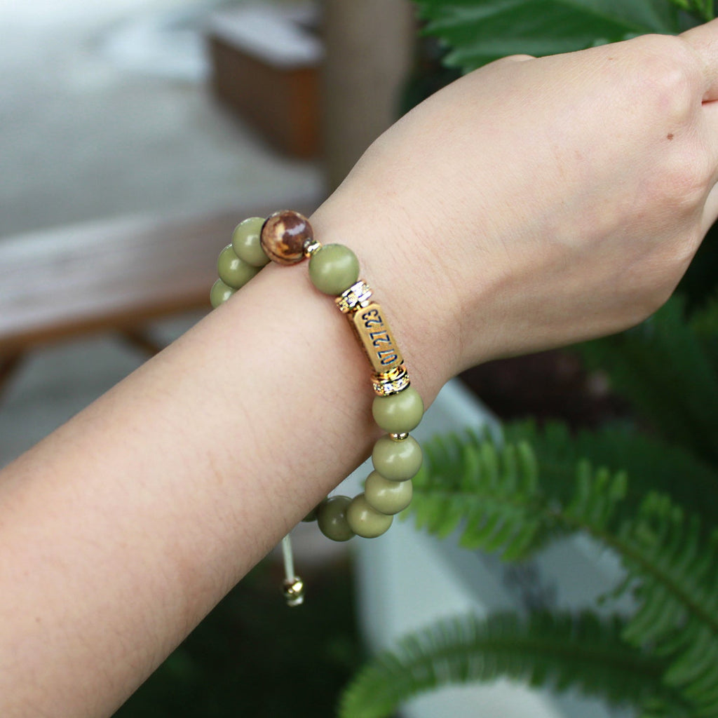 Personalized Natural Stone Bracelet – Custom Engraved Energy Beads for Men & Women