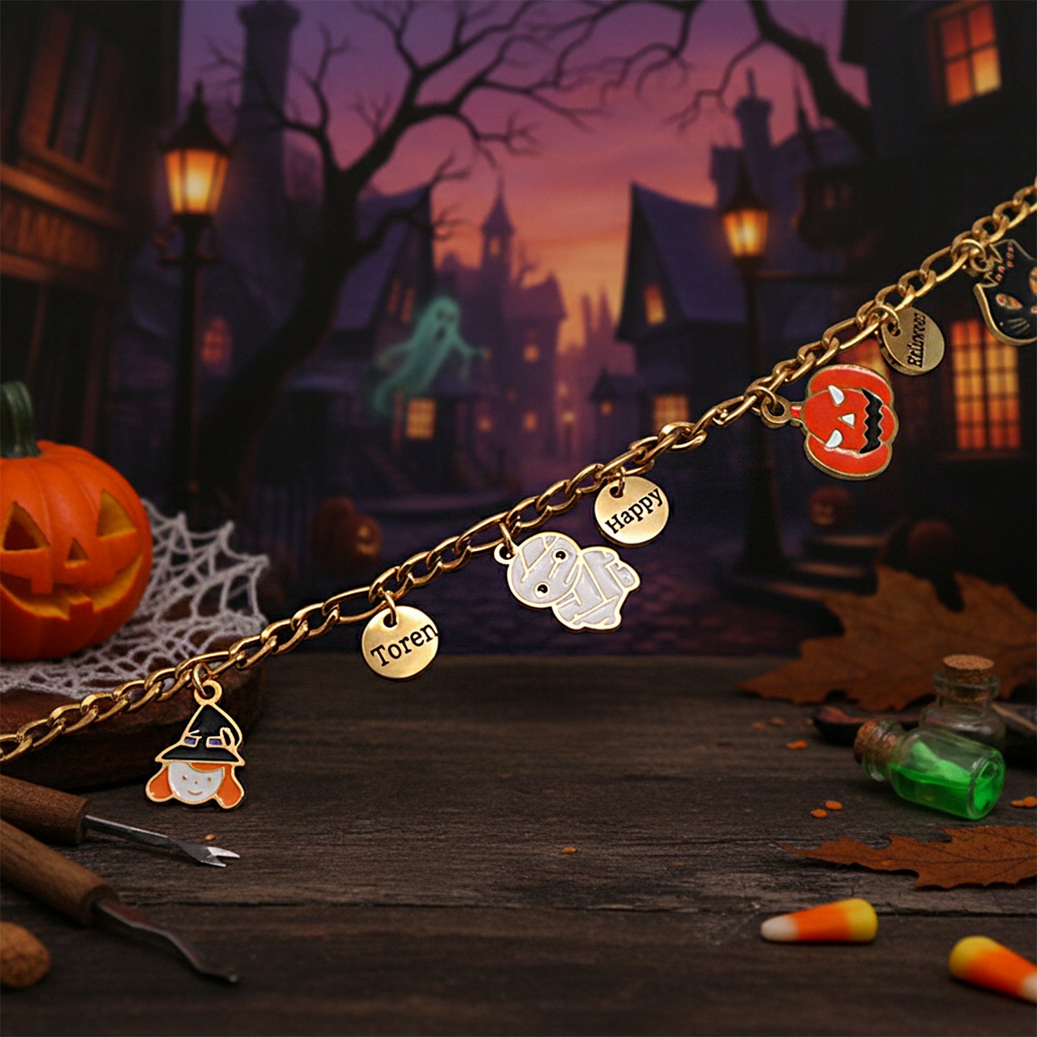 Halloween Parent-Child Bracelet & Necklace Set – Custom Titanium Steel Jewelry for Families