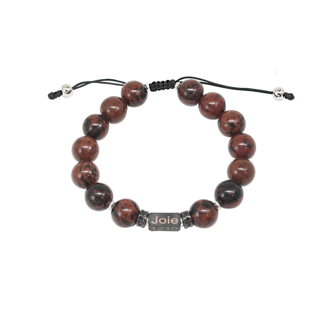 Personalized Name Engraved Natural Stone Bracelet with Zircon | Adjustable Beaded Couple Jewelry Gift for Him & Her