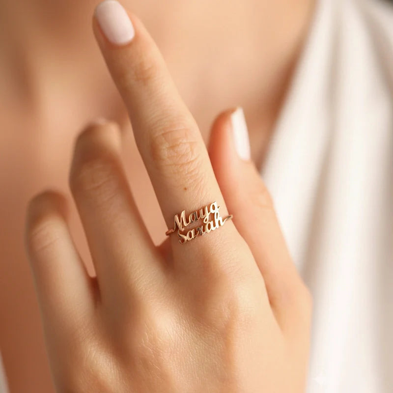 Personalized Double Name Ring