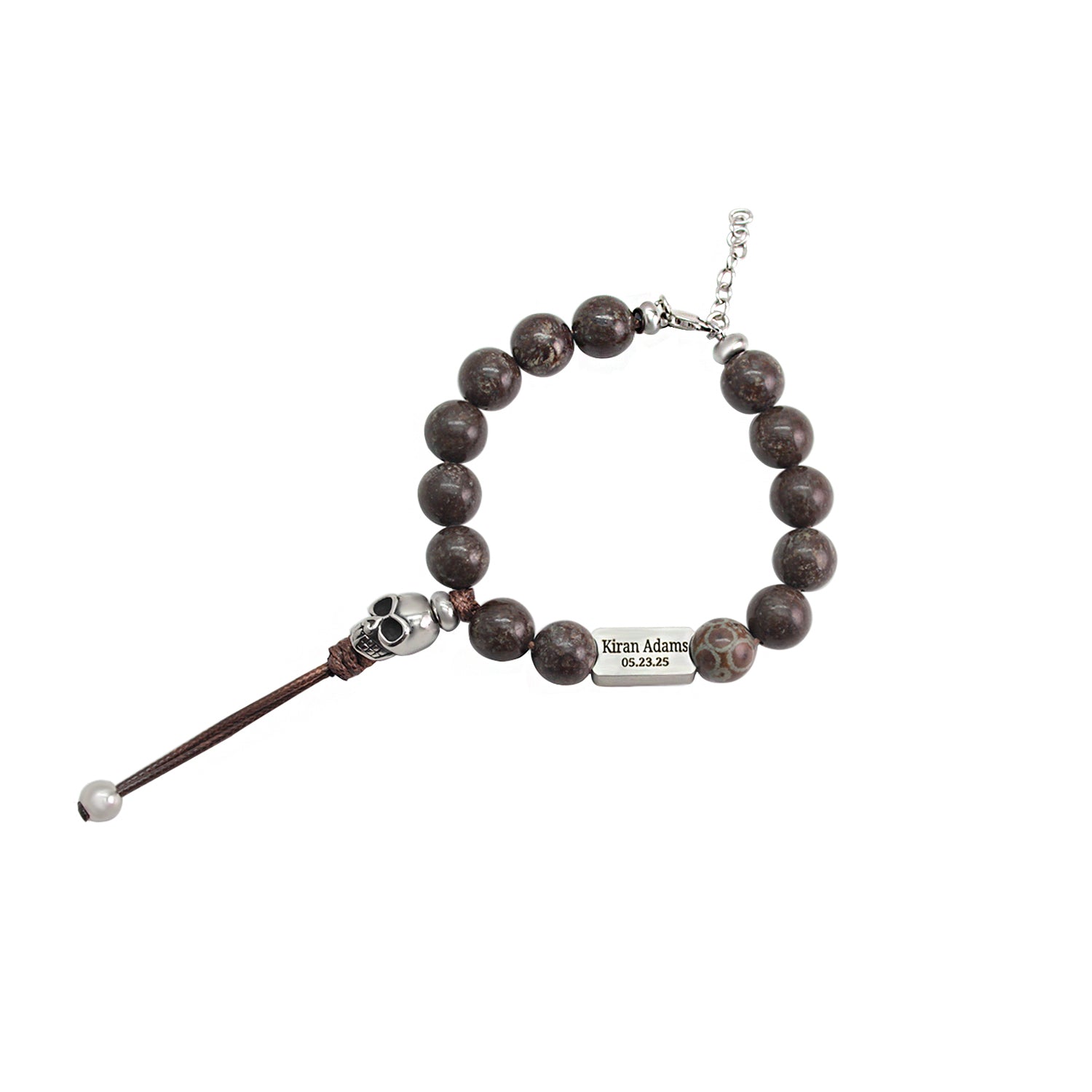 Punk Skull Men’s Bracelet – Natural Stone Biker Jewelry | Harley Rider Gift