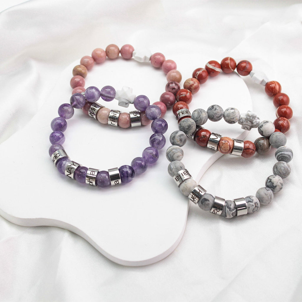Custom Name Cross-Shaped Gemstone Bracelet 20cm - Daily Wear & Keepsake Gift