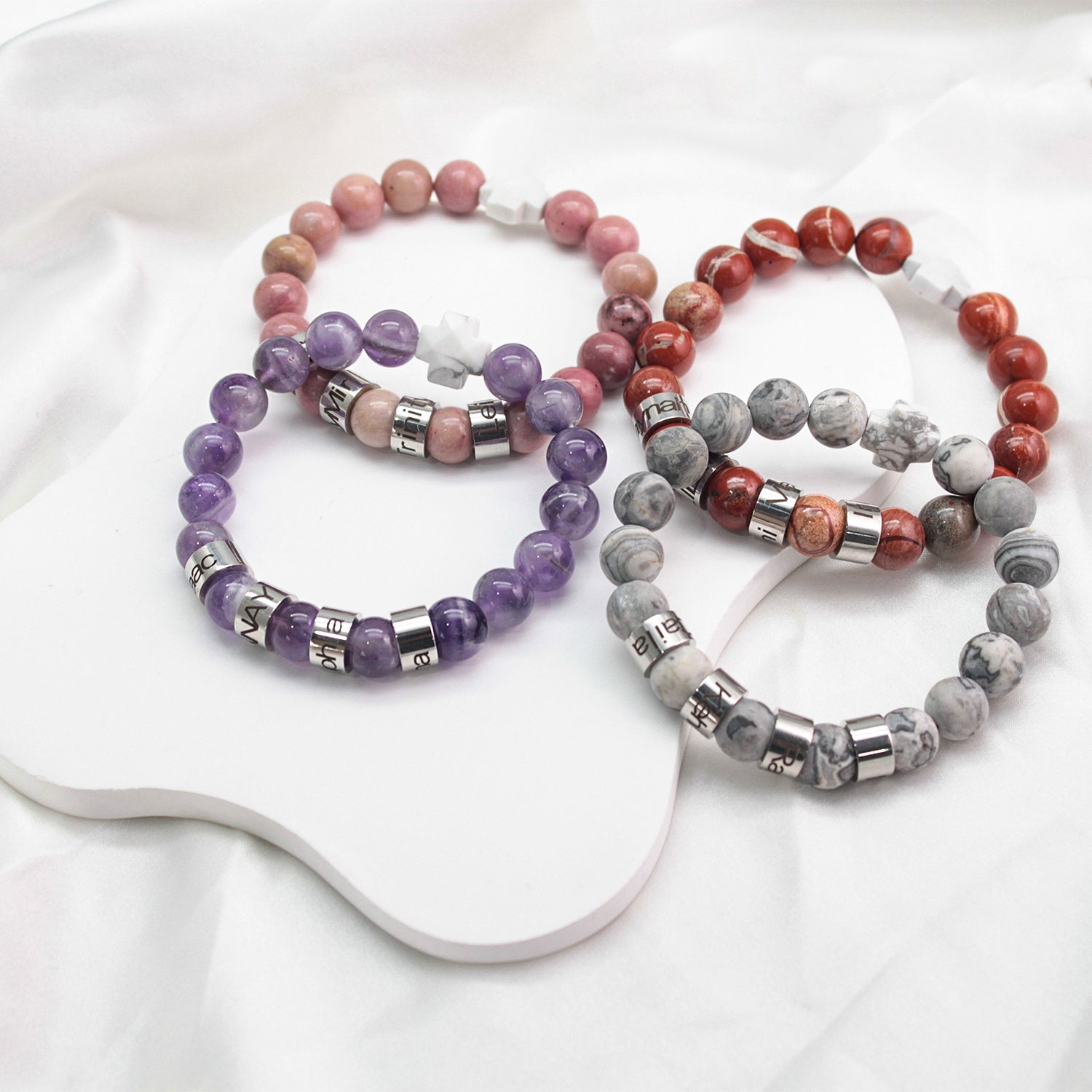 Custom Name Cross-Shaped Gemstone Bracelet 20cm - Daily Wear & Keepsake Gift
