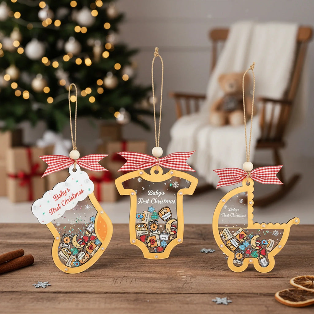 Personalized Baby’s First Christmas 2025 Shake Ornament