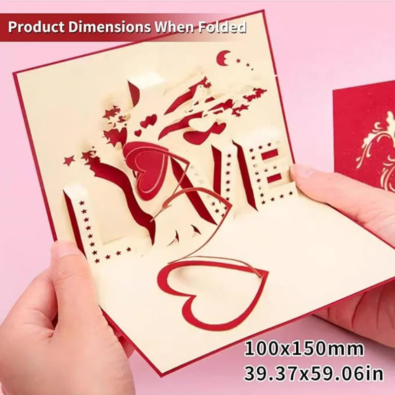 3D Love Pop-Up Card – Romantic Red Heart Tree Greeting Card for Valentine’s Day, Anniversary & Wedding