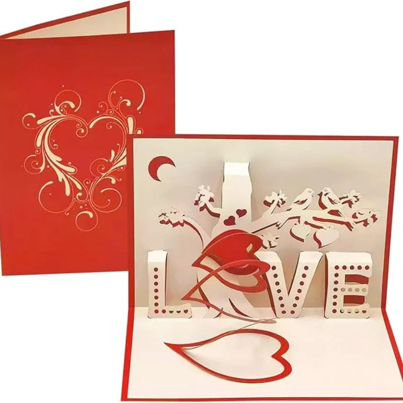 3D Love Pop-Up Card – Romantic Red Heart Tree Greeting Card for Valentine’s Day, Anniversary & Wedding