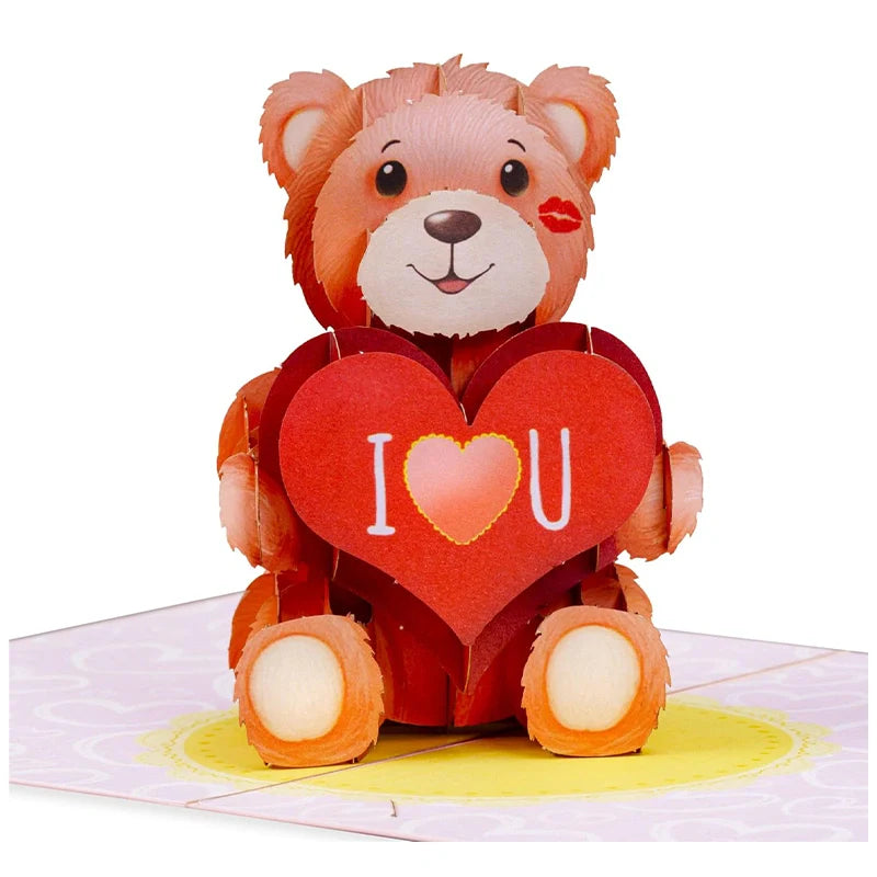 3D Teddy Bear Pop Up Card – Romantic Greeting Card