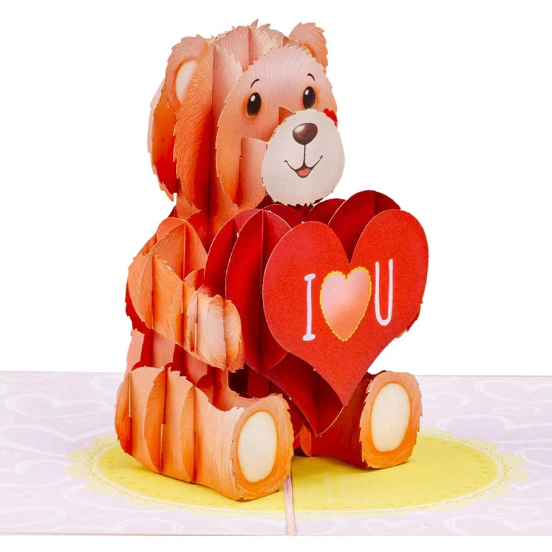 3D Teddy Bear Pop Up Card – Romantic Greeting Card