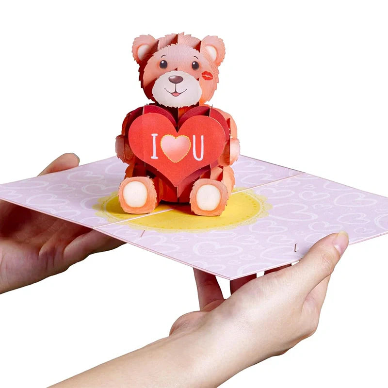3D Teddy Bear Pop Up Card – Romantic Greeting Card