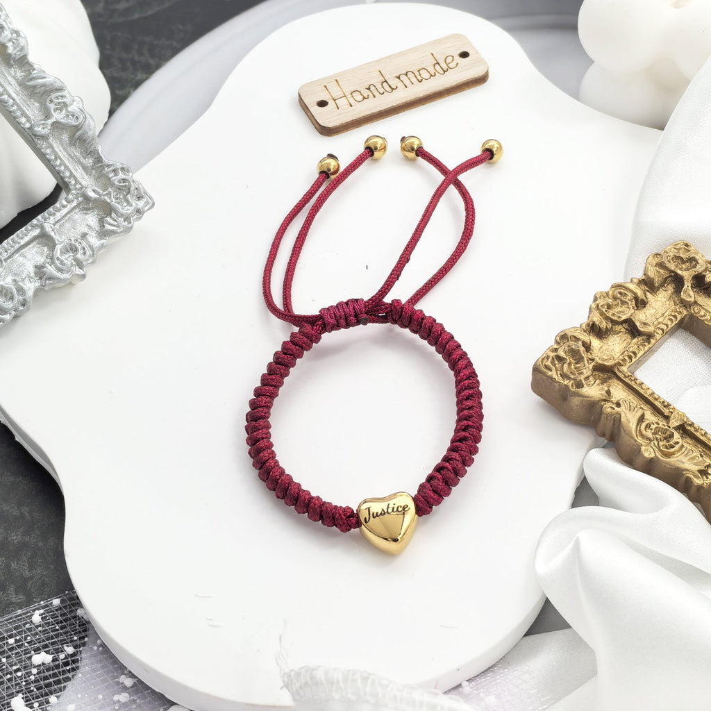 Personalized Braided Heart Name Bracelet – Custom Handmade Jewelry Gift for Her