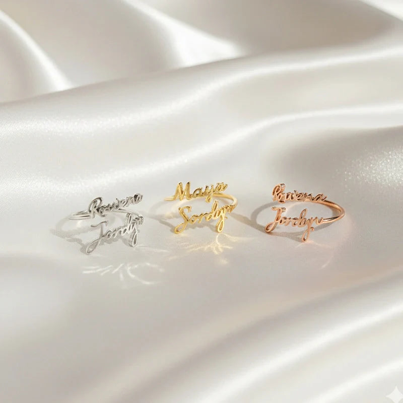 Personalized Double Name Ring