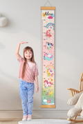 Personalised Unicorn and Rainbow Hanging Canvas Height Ruler