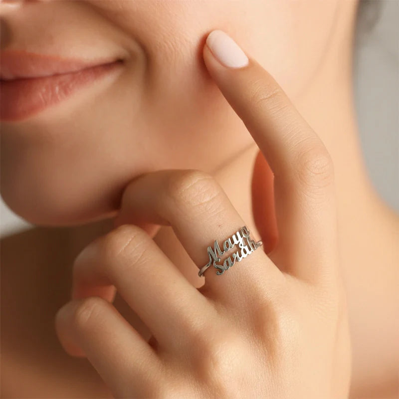 Personalized Double Name Ring