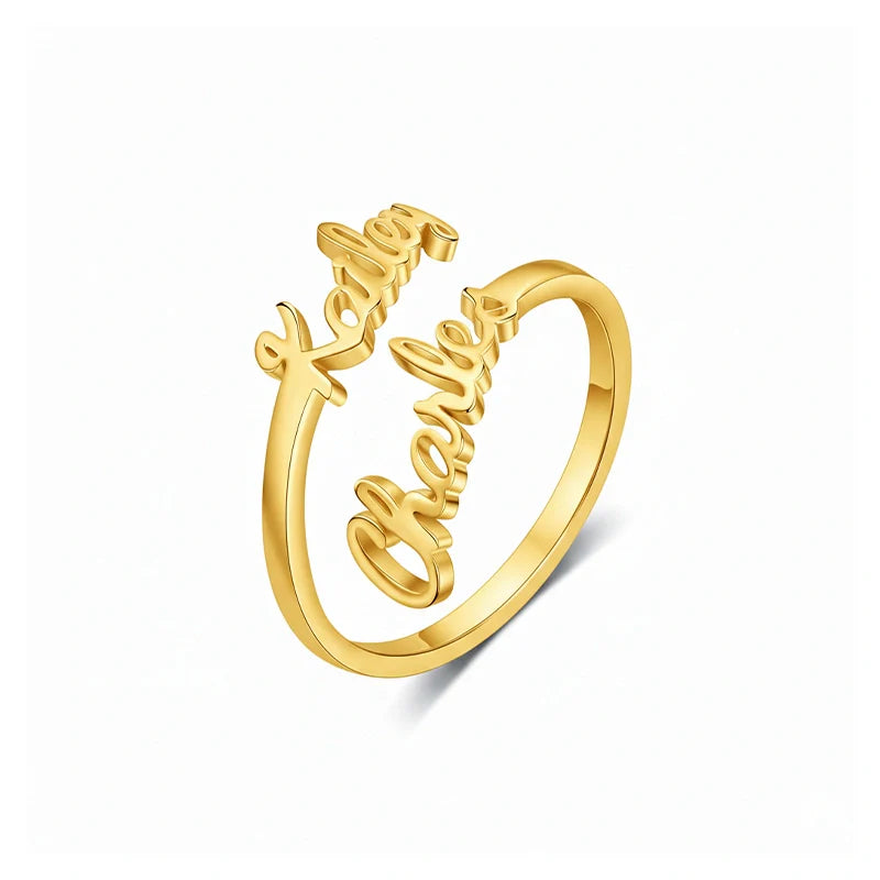 Personalized Double Name Ring