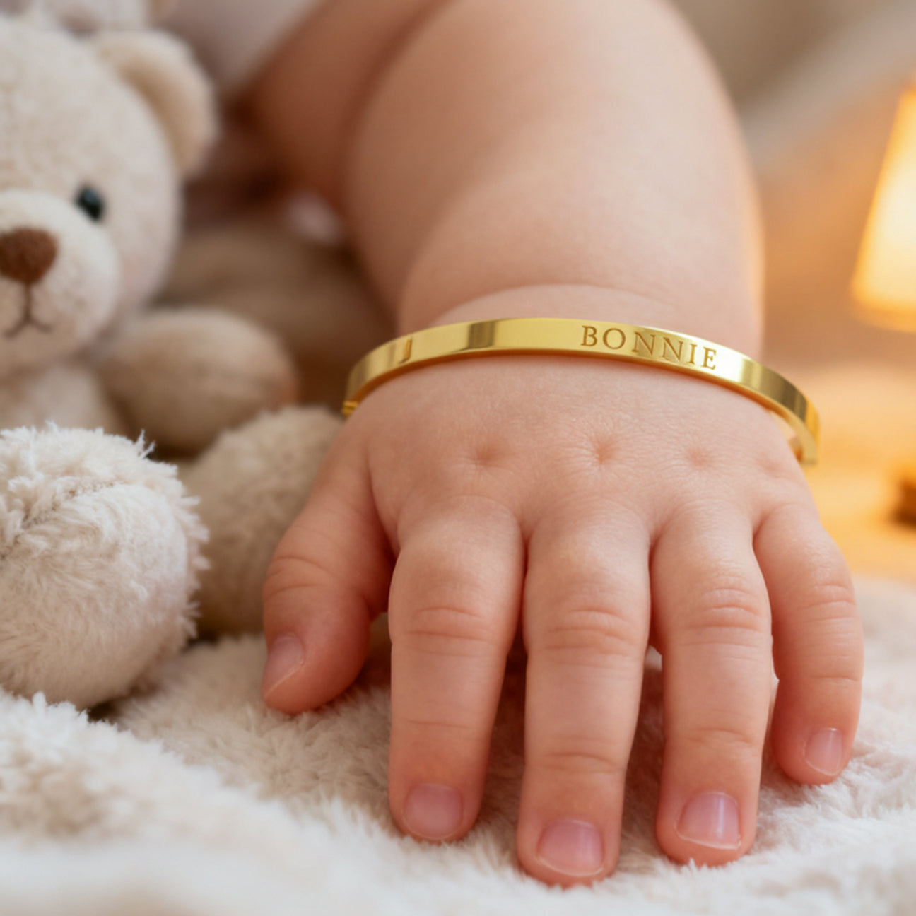 Personalized Baby's Engraved Name Bangle with Clasp