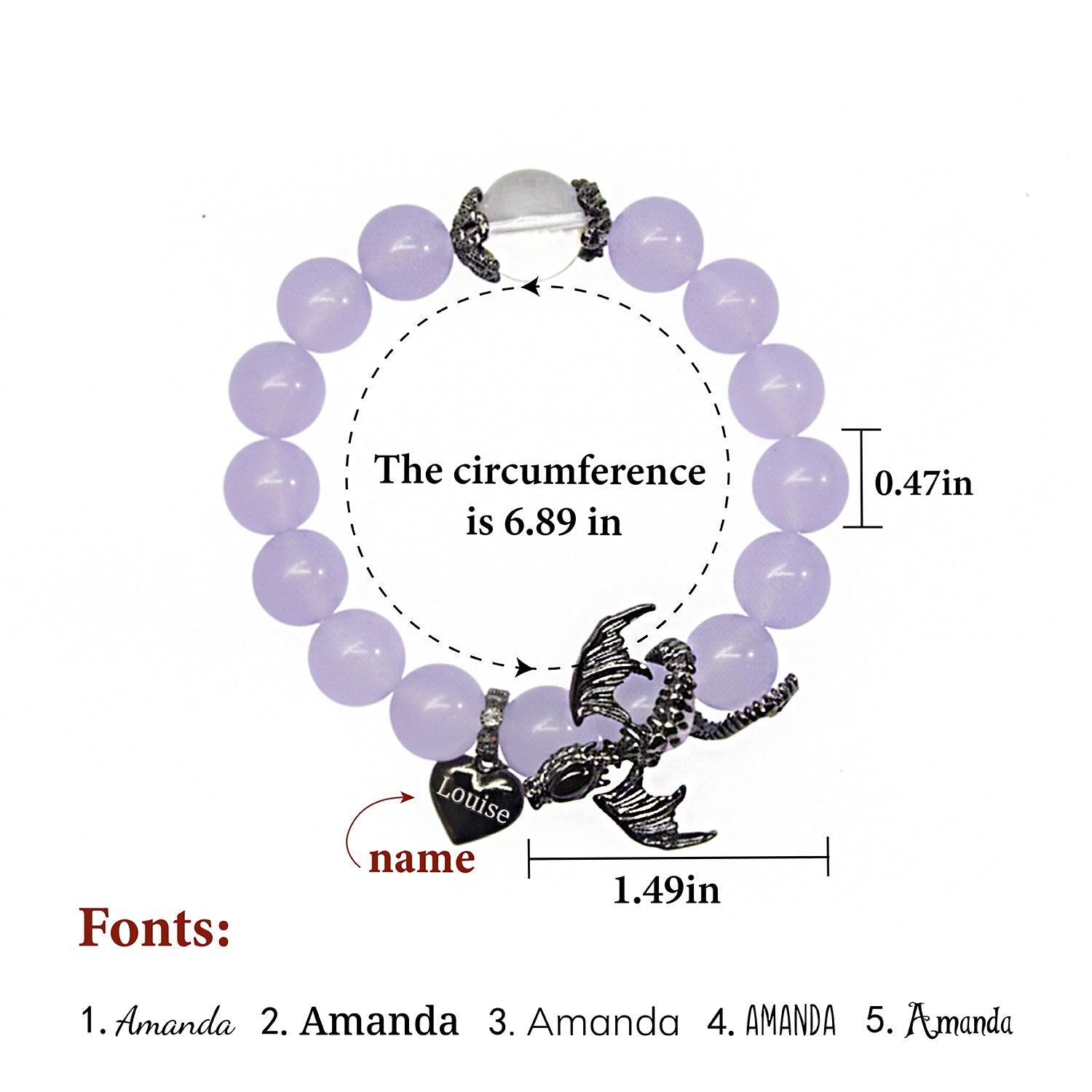 Halloween Gothic Dragon Custom Name Bracelet