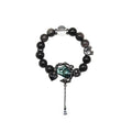 Gothic Halloween Obsidian Rose Vine Bracelet – Custom Name Engraved Dark Jewelry