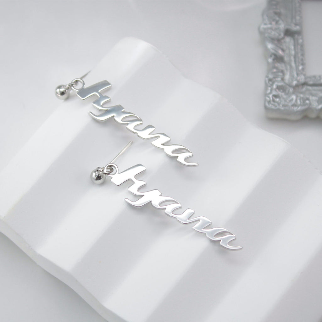 Custom Letter Zircon Earrings – 48MM Lightweight Design in Gold, Rose Gold & Silver
