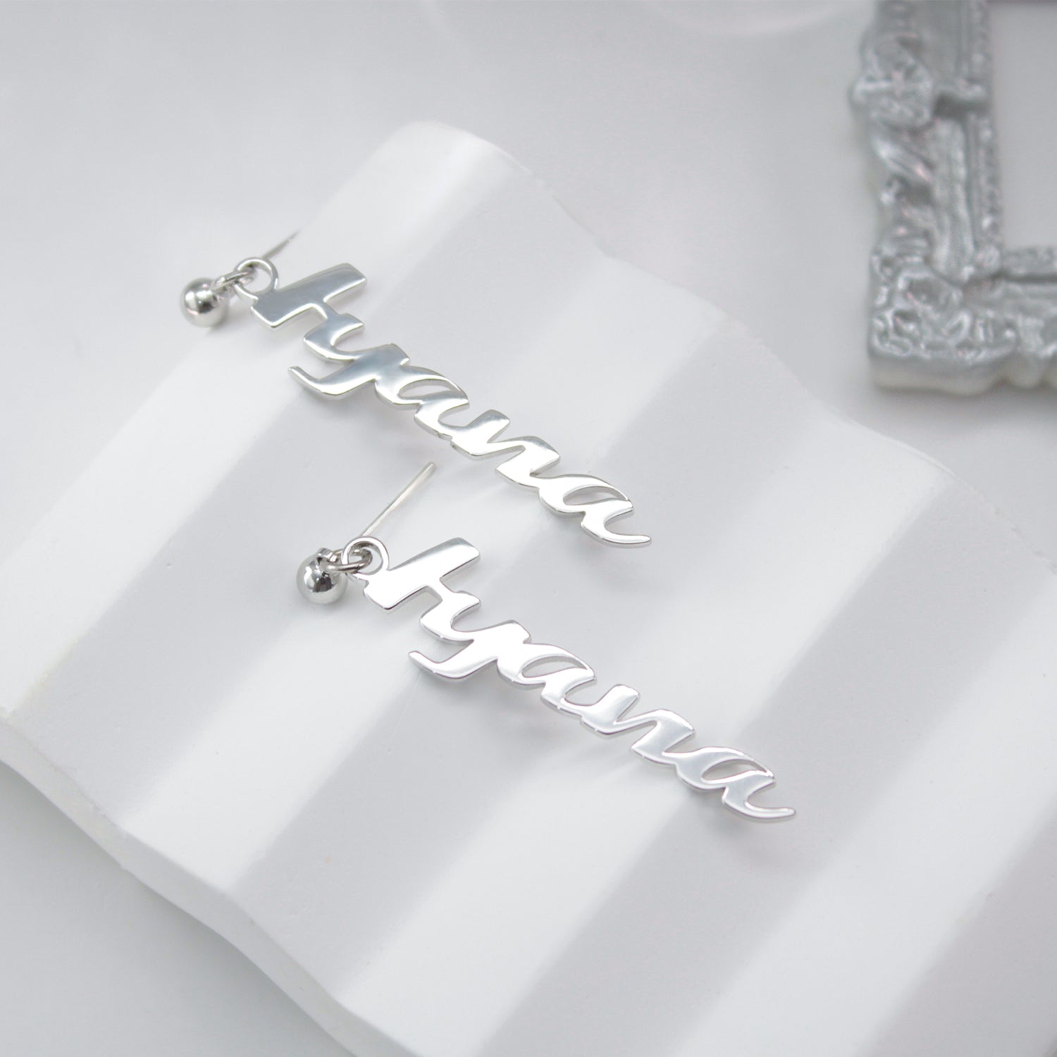Custom Letter Zircon Earrings – 48MM Lightweight Design in Gold, Rose Gold & Silver