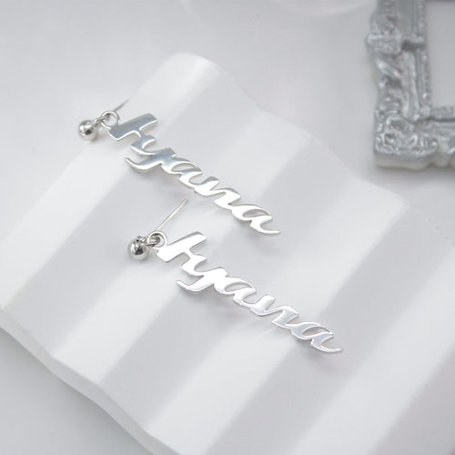 Custom Letter Zircon Earrings – 48MM Lightweight Design in Gold, Rose Gold & Silver