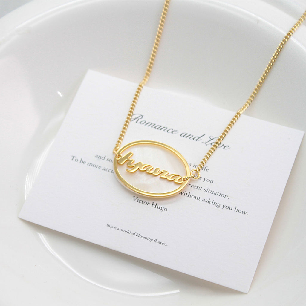 Personalized Oval Shell Name Necklace