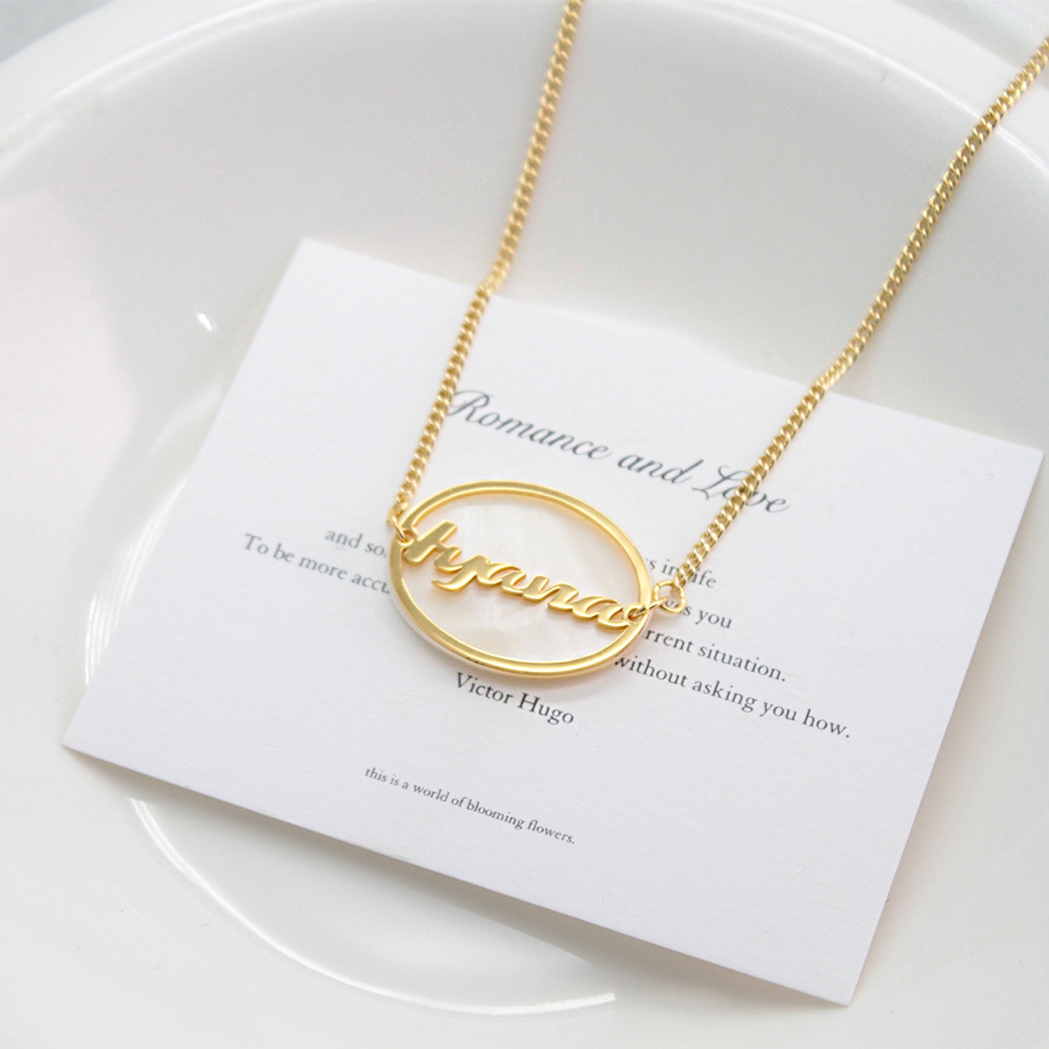 Personalized Oval Shell Name Necklace