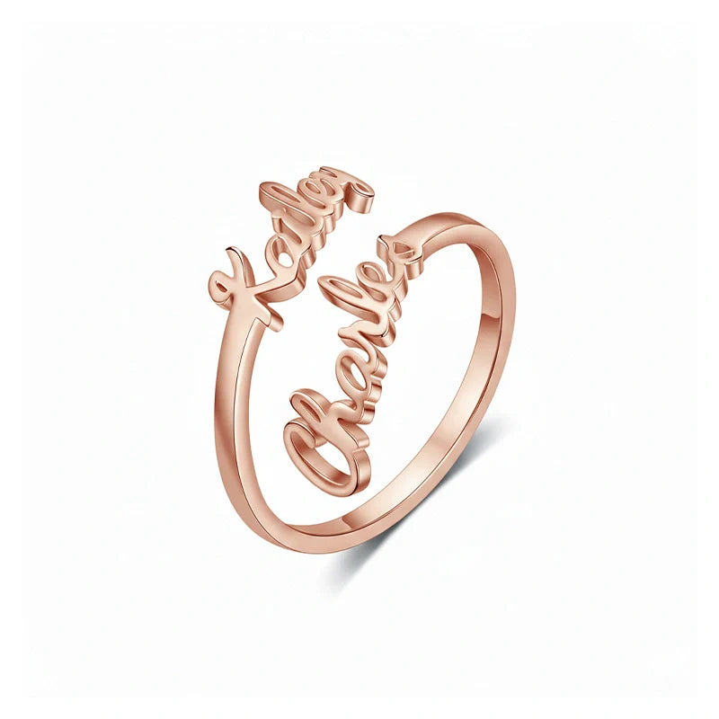 Personalized Double Name Ring