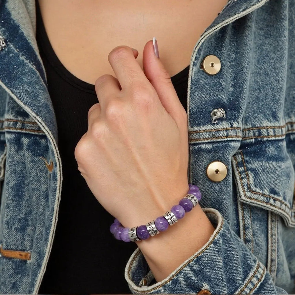 Custom Name Cross-Shaped Gemstone Bracelet 20cm - Daily Wear & Keepsake Gift