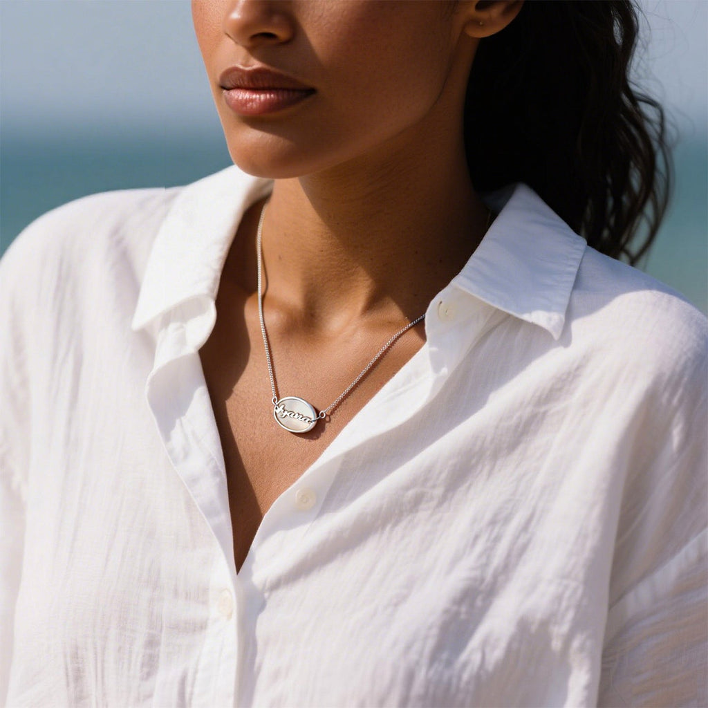 Personalized Oval Shell Name Necklace