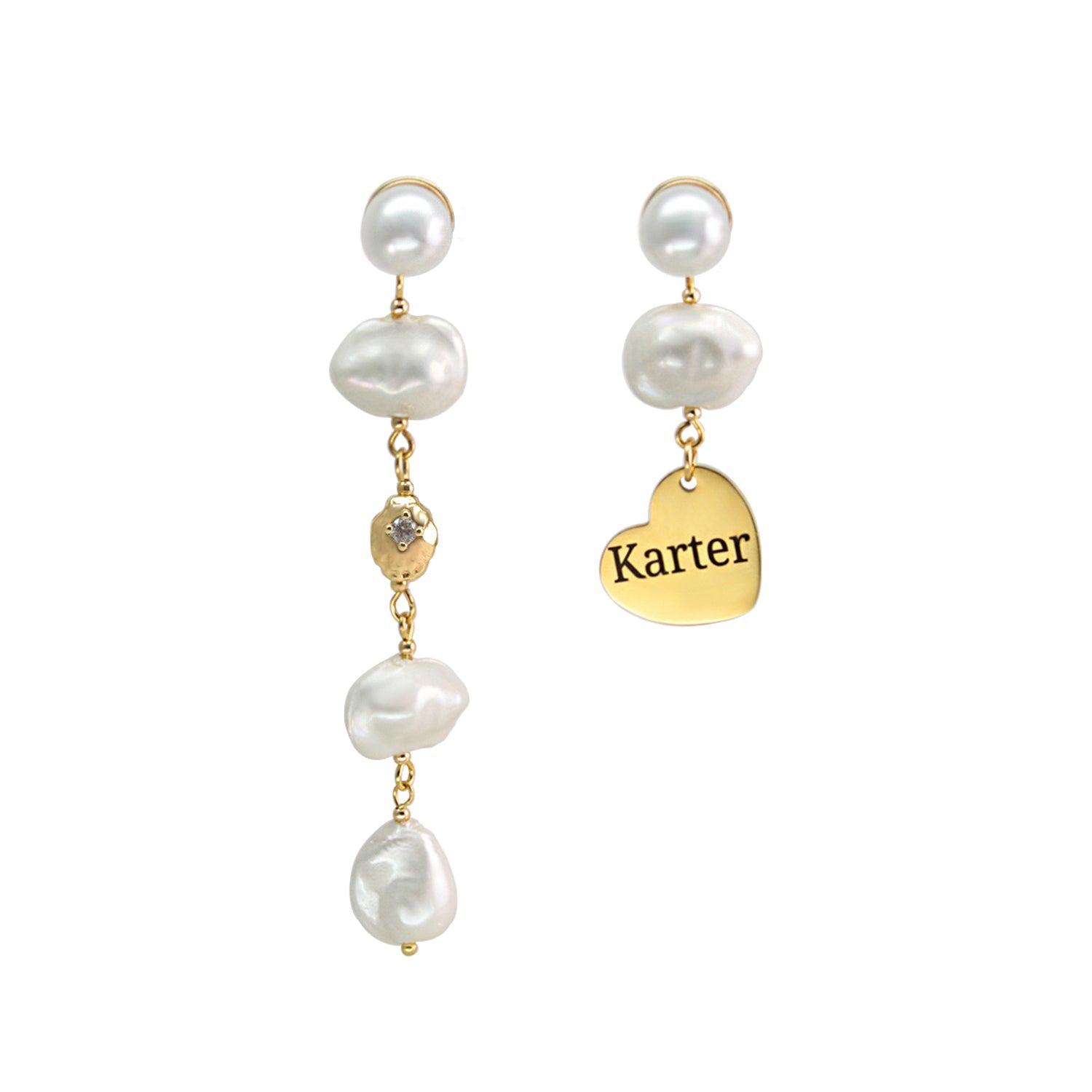 Custom Name Titanium Steel Disc Baroque Pearl Drop Earrings – Wear Your Story with Elegance