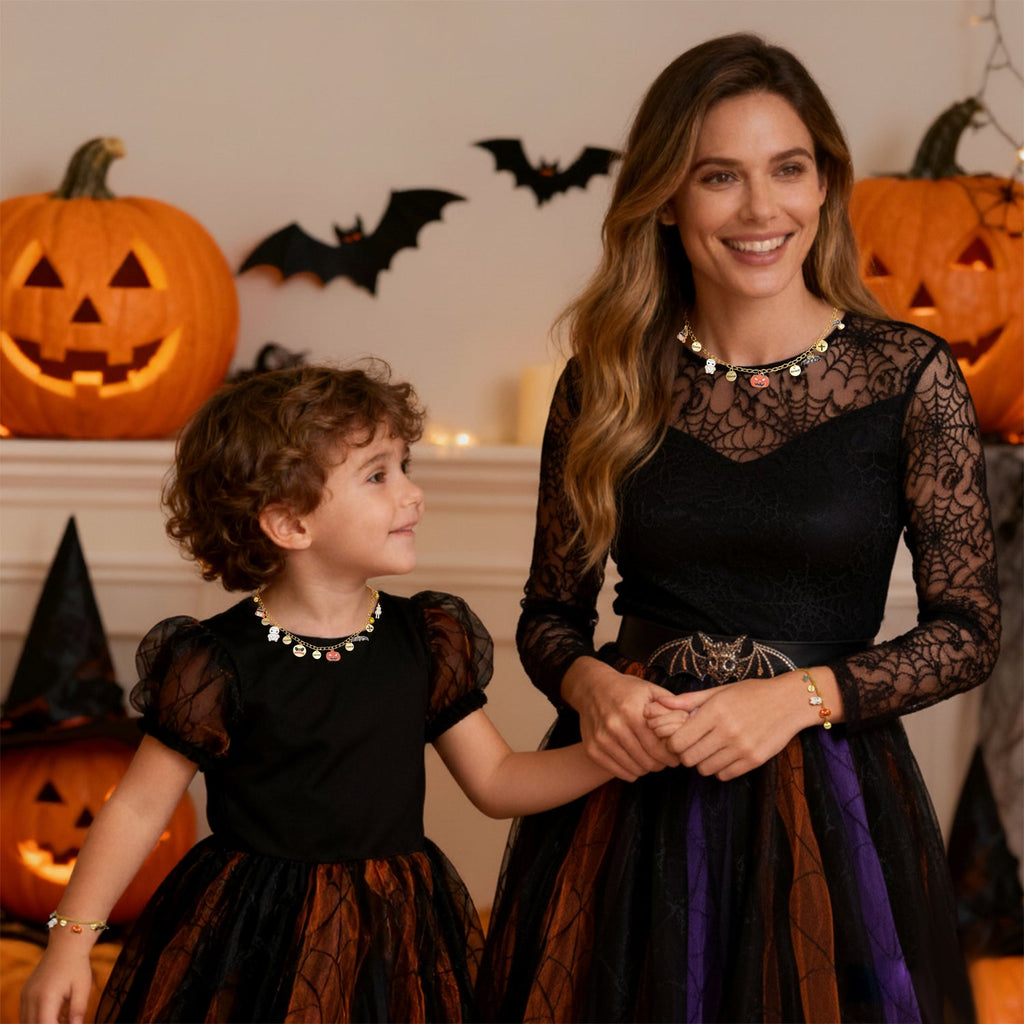Halloween Parent-Child Bracelet & Necklace Set – Custom Titanium Steel Jewelry for Families
