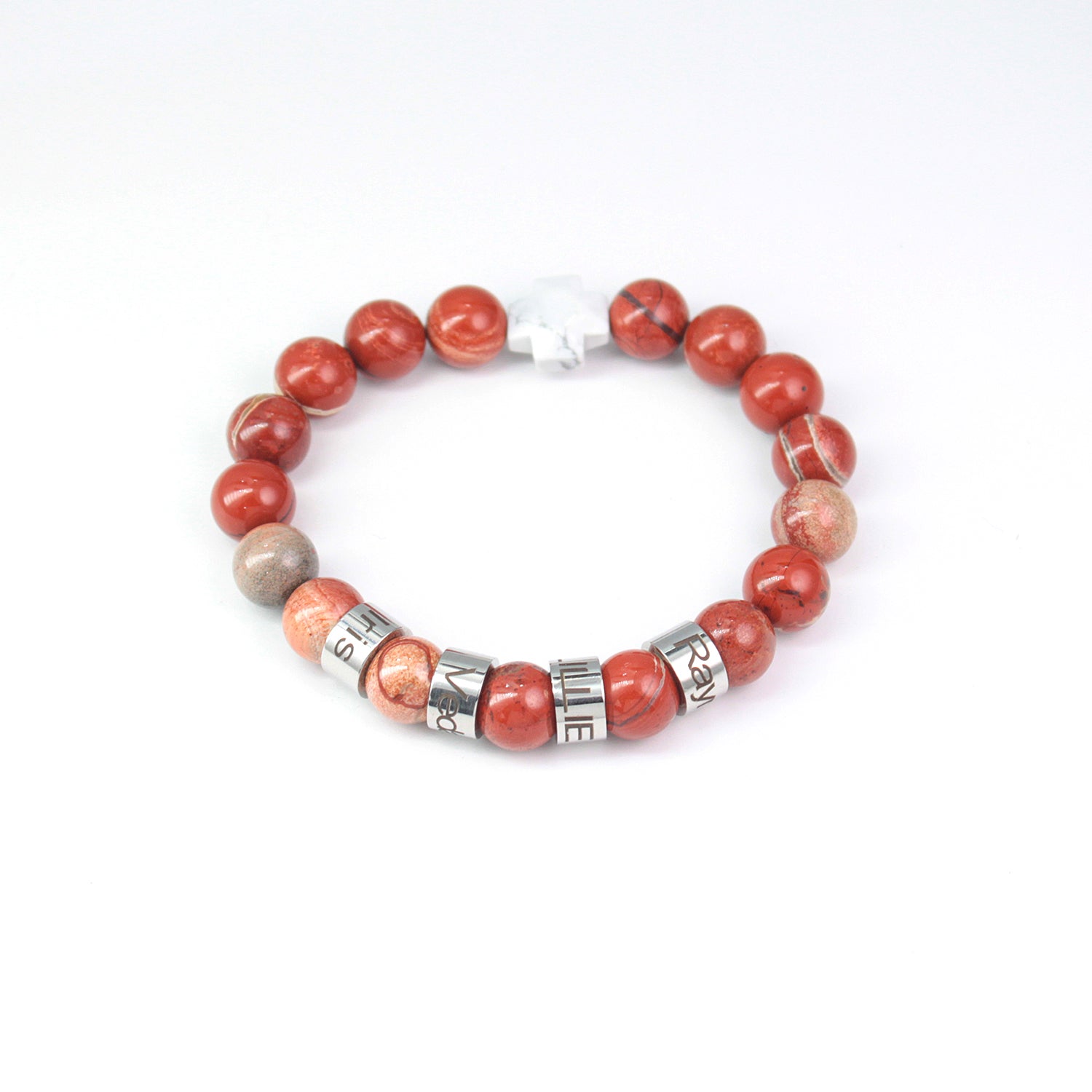 Custom Name Cross-Shaped Gemstone Bracelet 20cm - Daily Wear & Keepsake Gift