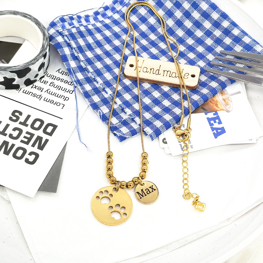 Custom Pet Memorial Necklace | Gold-Plated Stainless Steel Gift