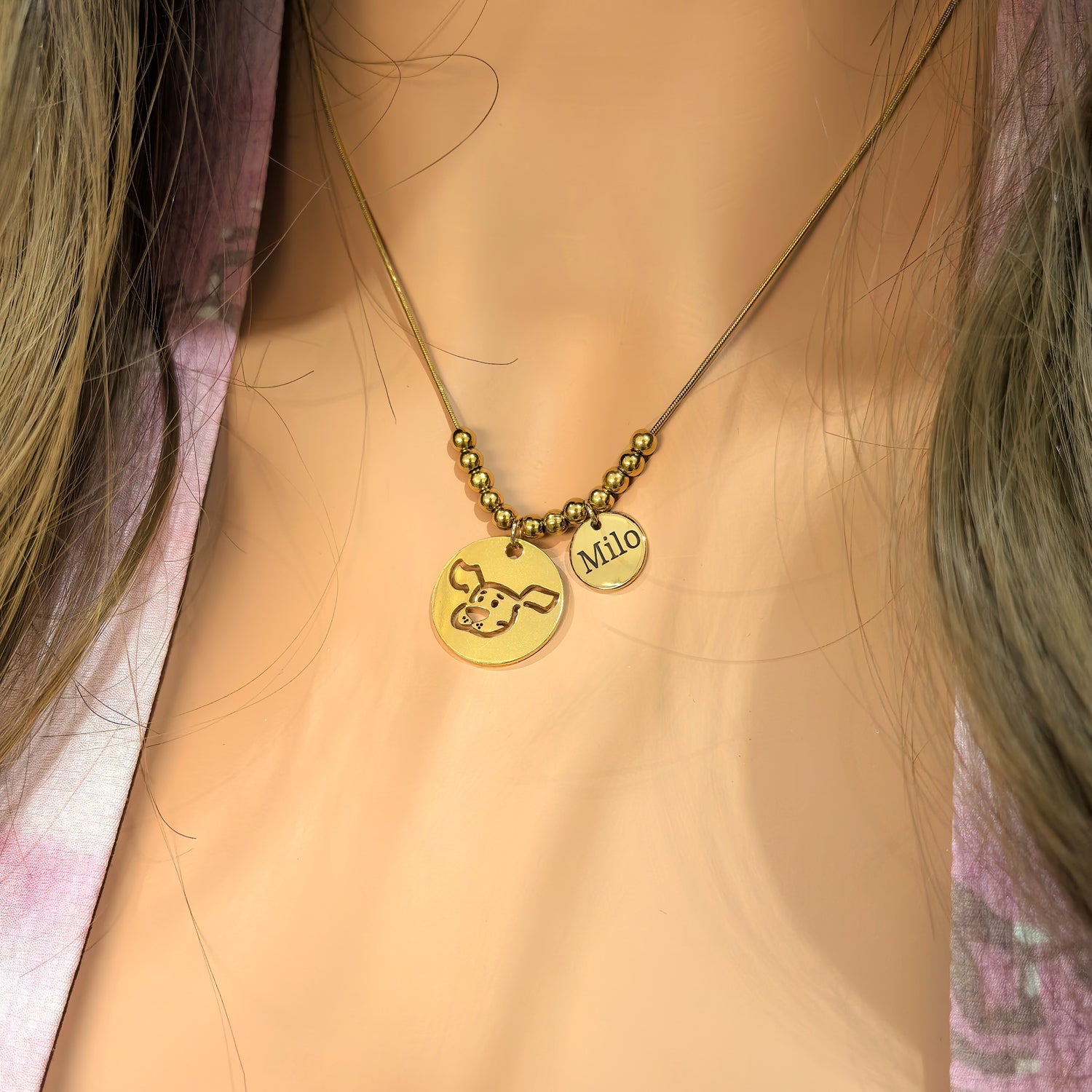 Custom Pet Memorial Necklace | Gold-Plated Stainless Steel Gift
