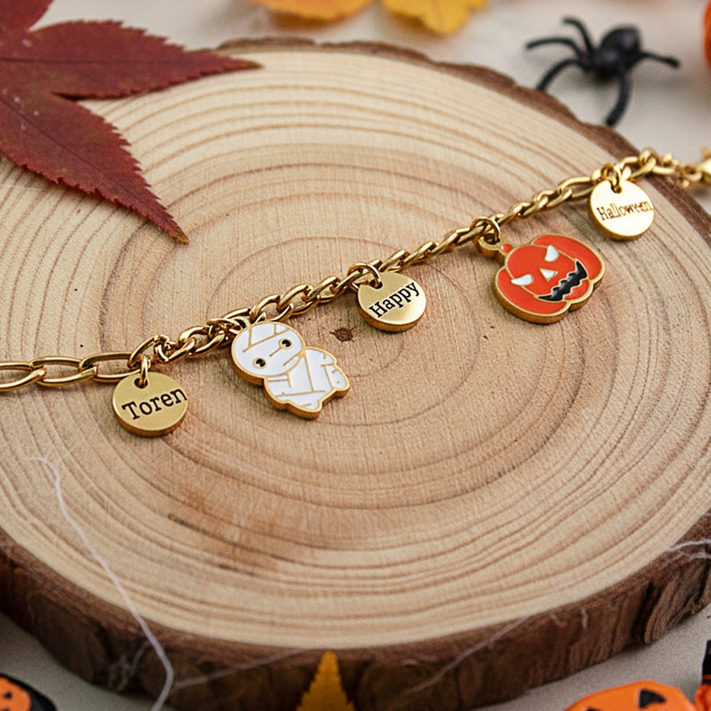 Halloween Parent-Child Bracelet & Necklace Set – Custom Titanium Steel Jewelry for Families