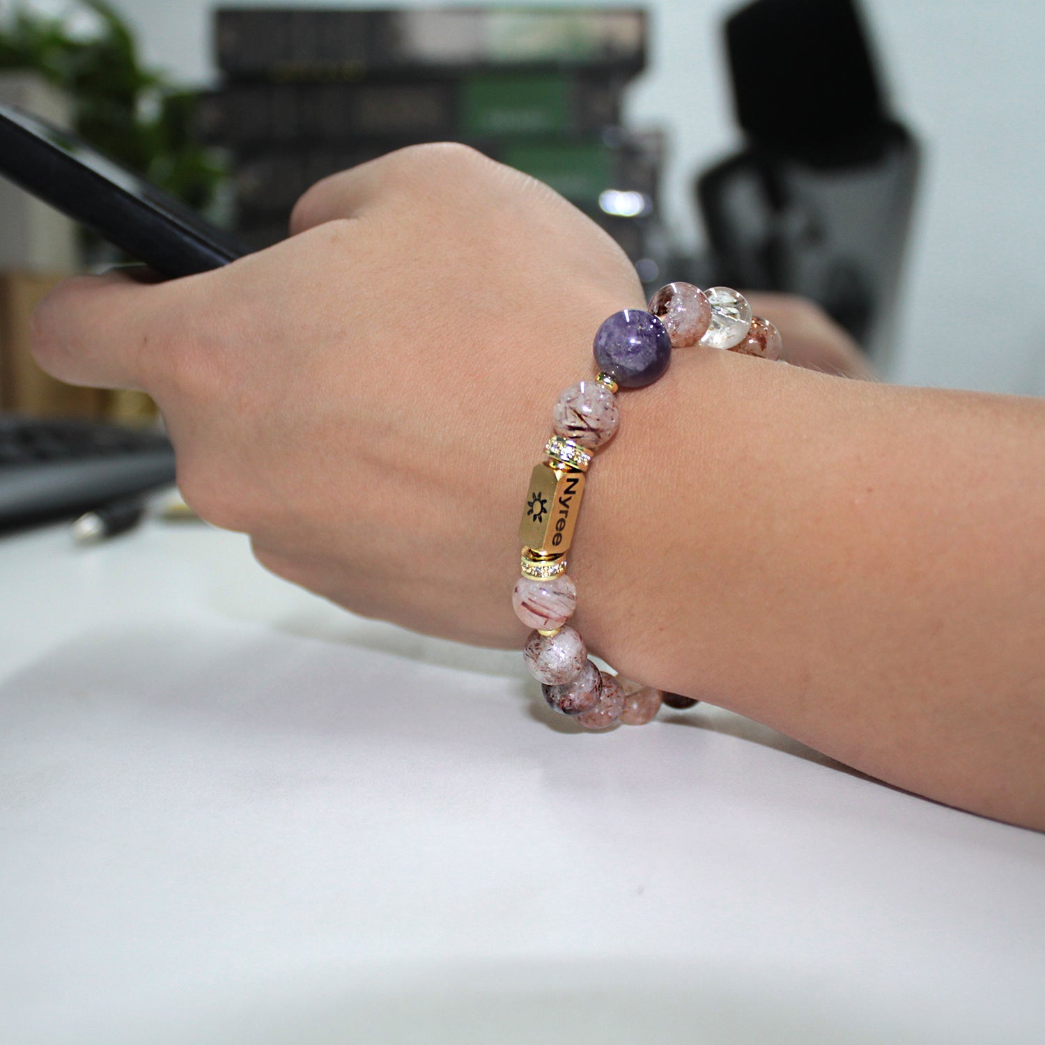 Personalized Natural Stone Bracelet – Custom Engraved Energy Beads for Men & Women