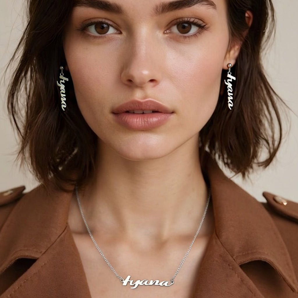 Custom Letter Zircon Earrings – 48MM Lightweight Design in Gold, Rose Gold & Silver