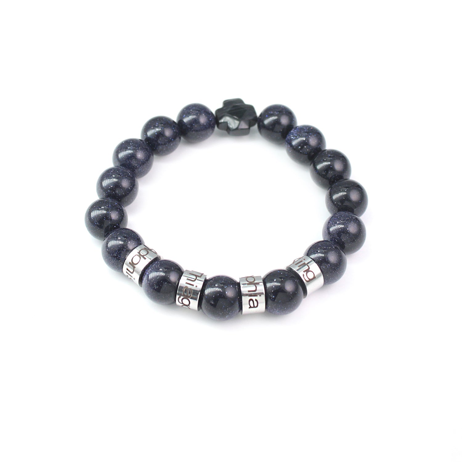 Personalized Natural Mineral Cross Bracelet – Engraved Names Keepsake