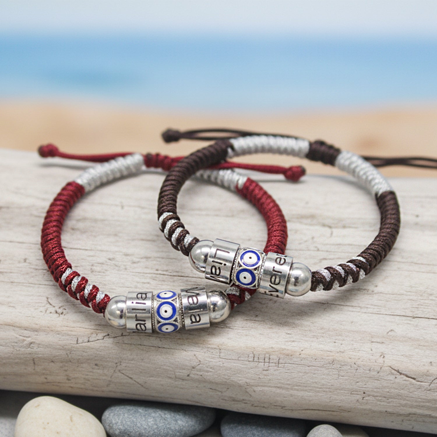 Guardian Eyes Couple & Family Name Bracelet – Personalized Protection Jewelry