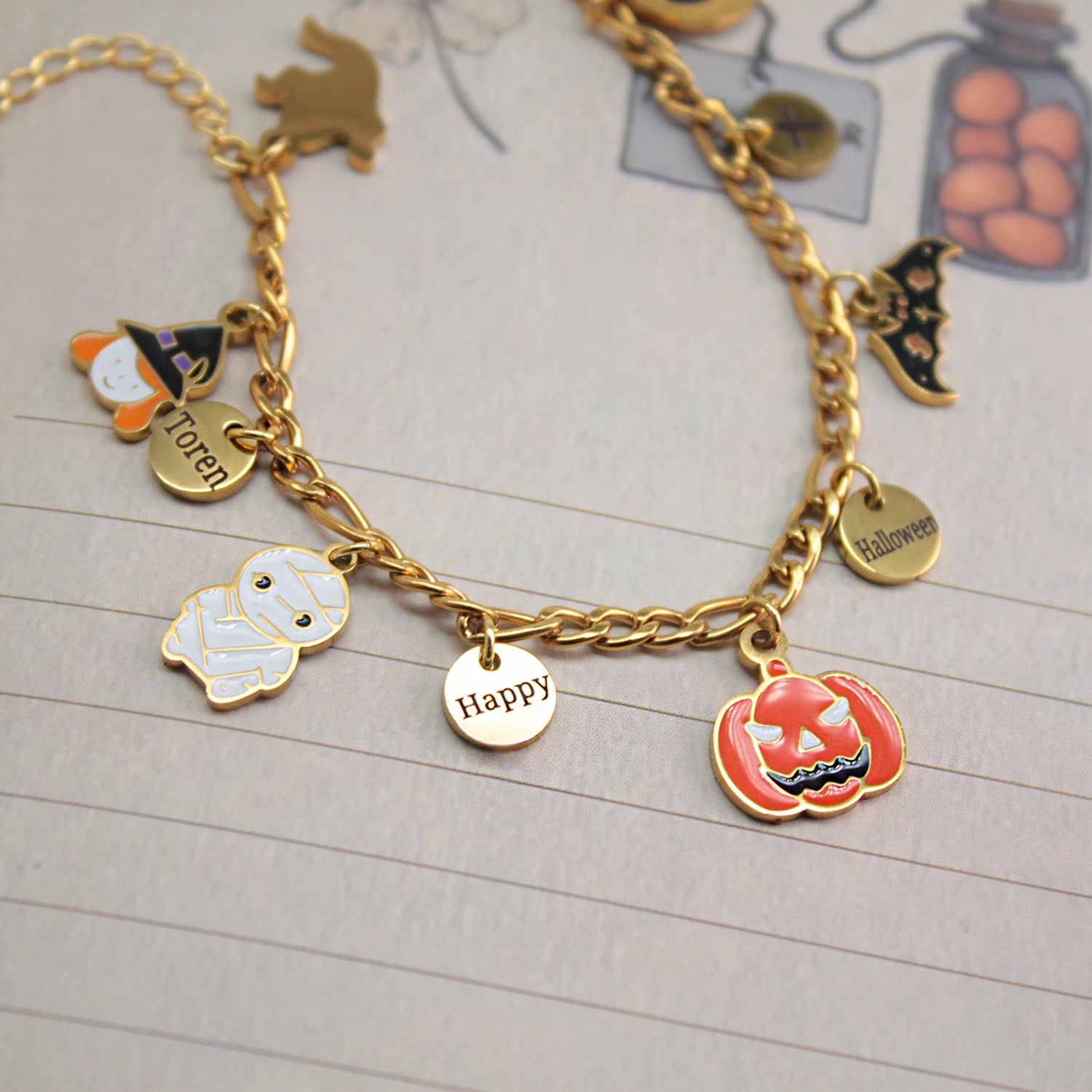 Halloween Parent-Child Bracelet & Necklace Set – Custom Titanium Steel Jewelry for Families