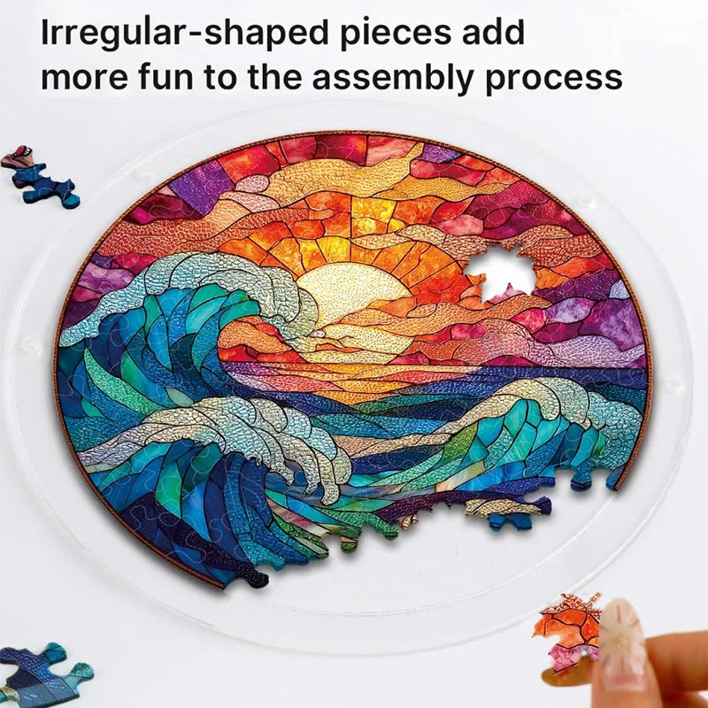 Acrylic Jigsaw Puzzle Suncatcher – Chasing the Sun Sea Window Decor