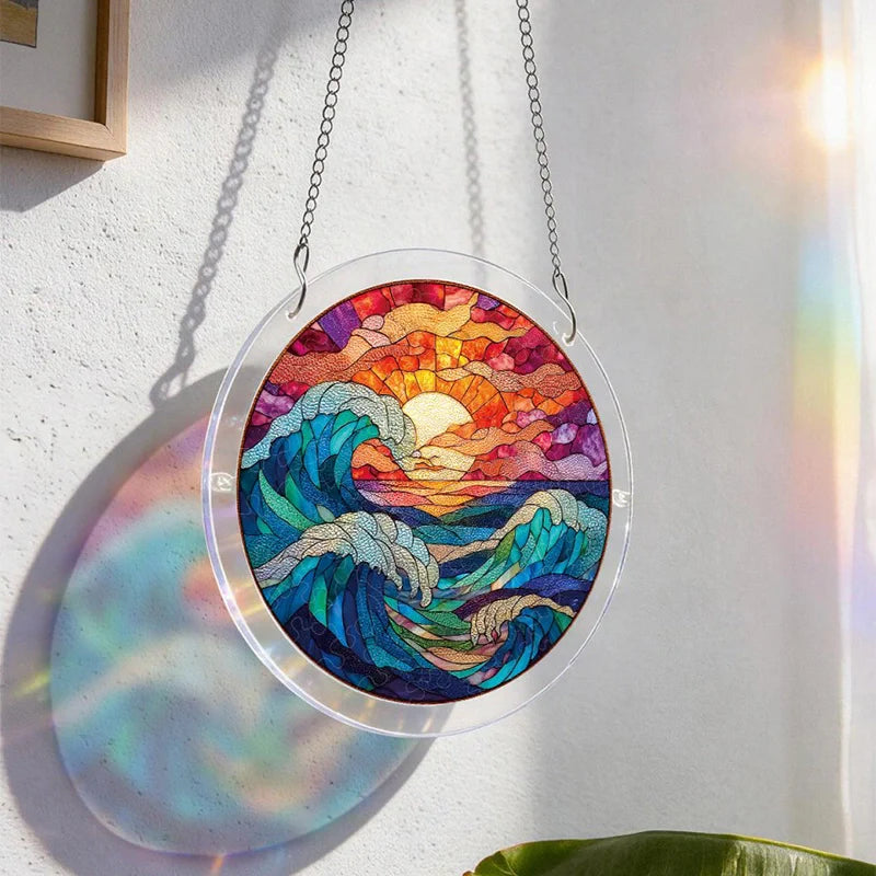 Acrylic Jigsaw Puzzle Suncatcher – Chasing the Sun Sea Window Decor