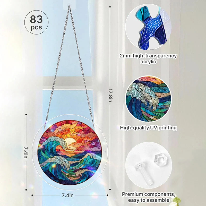 Acrylic Jigsaw Puzzle Suncatcher – Chasing the Sun Sea Window Decor