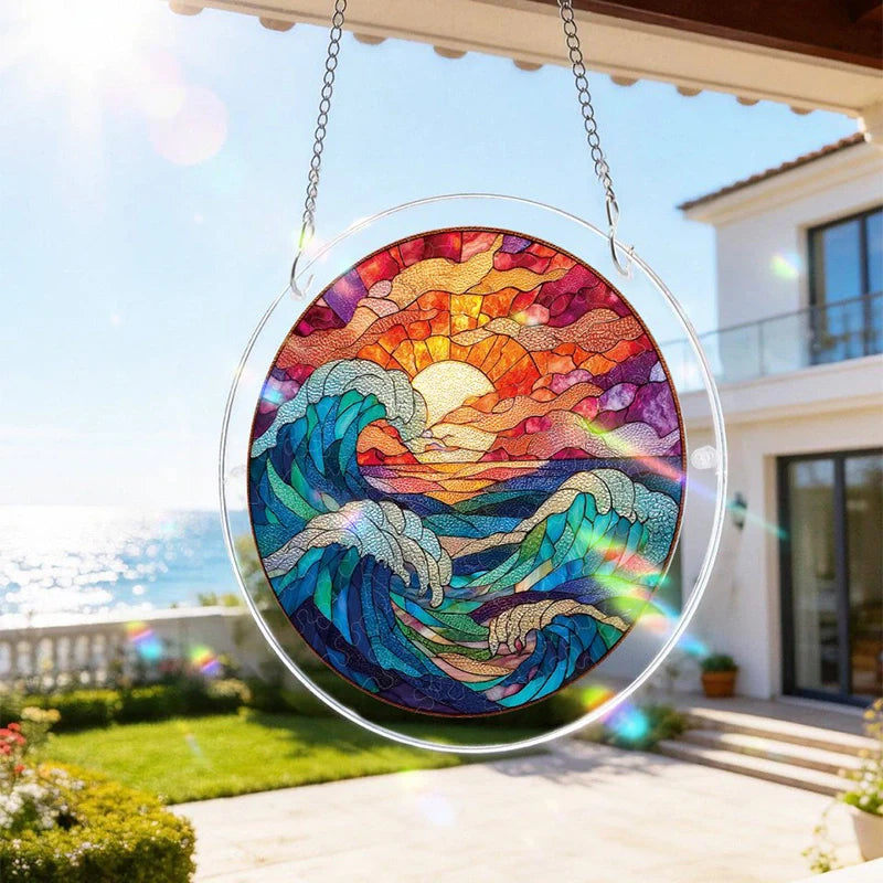 Acrylic Jigsaw Puzzle Suncatcher – Chasing the Sun Sea Window Decor