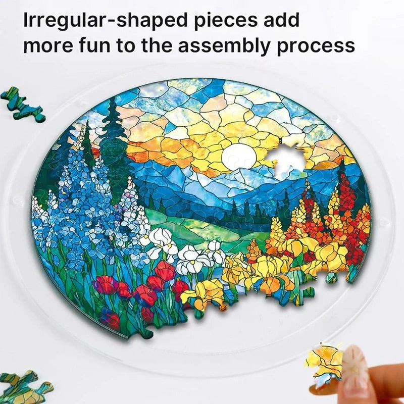 Acrylic Jigsaw Puzzle Suncatcher – Dawn Blossom Sea Window Art Decor